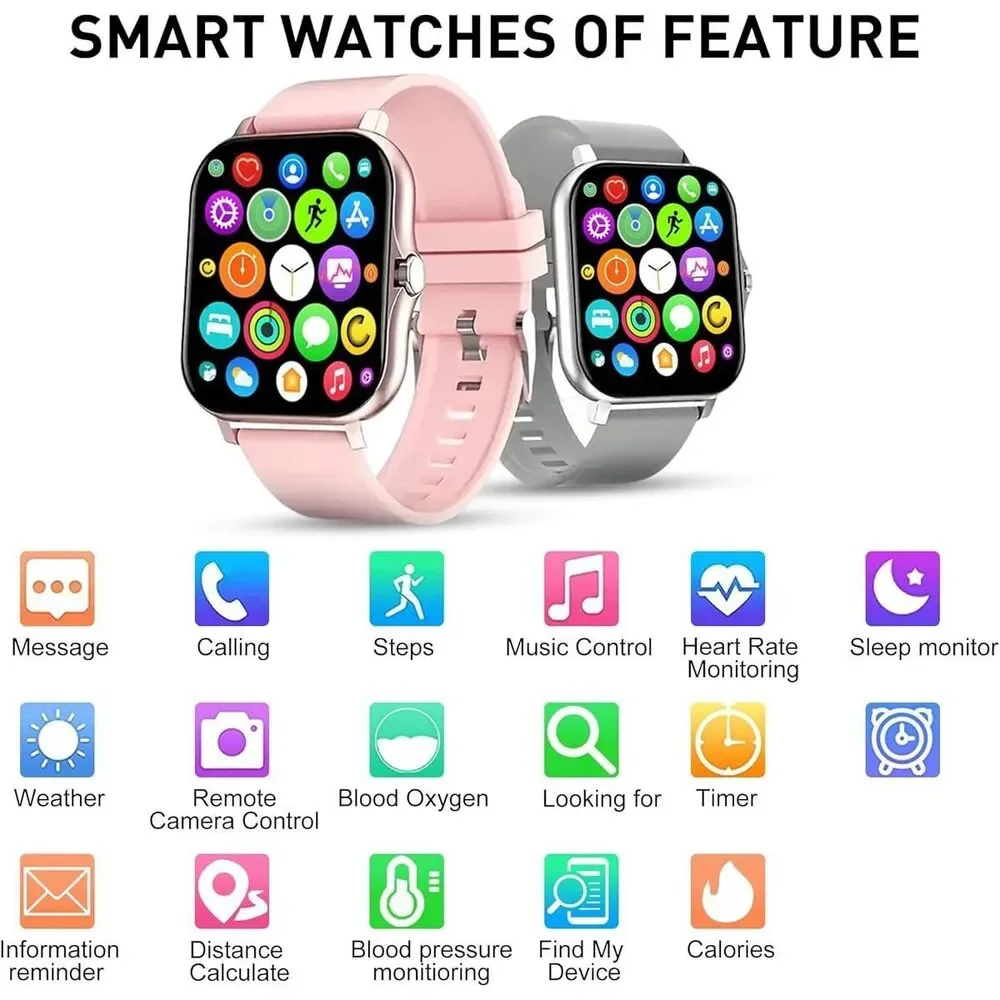 Doviico Smart Watch V13 Touchscreen Fitness Tracker, Receive Calls Grey Color